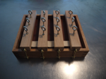 Maple straps, oak frame and walnut miter keys